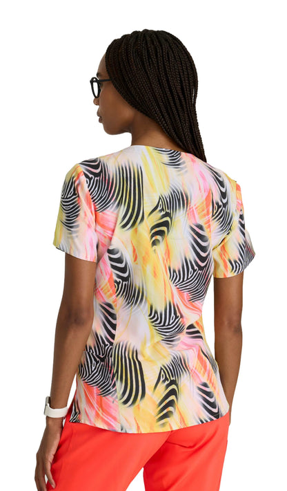 Top clínico Barco 5107 mujer estampado ZEBR fondo negro - detalle