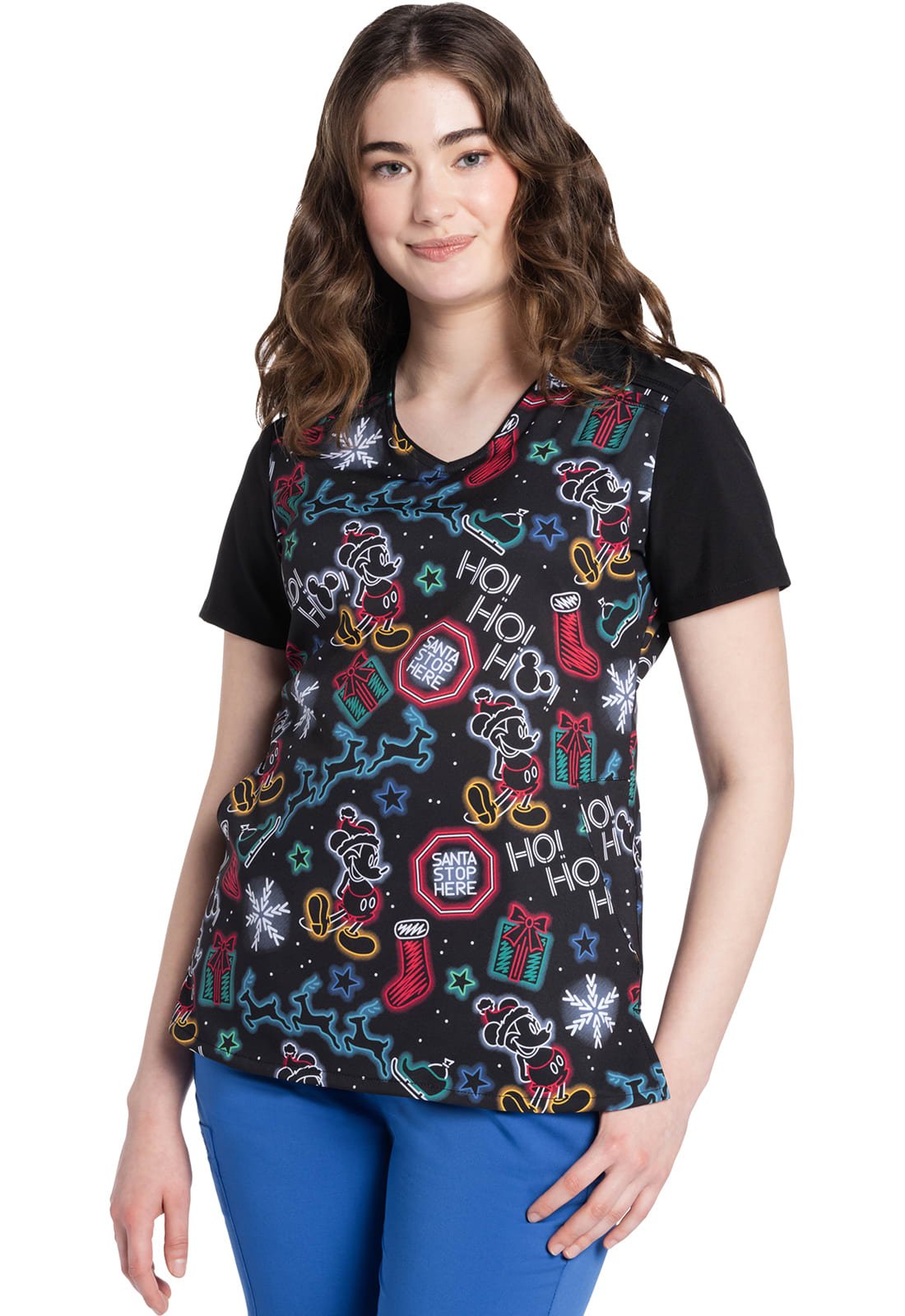 Top clínico Cherokee Disney TF639 mujer estampado MKWX fondo negro - vista 2