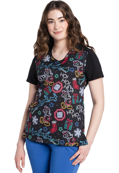 Top clínico Cherokee Disney TF639 mujer estampado MKWX fondo negro - vista 2
